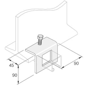 90mm UNISTRUT P1796 Angle Beam clamp for 41mm Channel HG - Window bracket